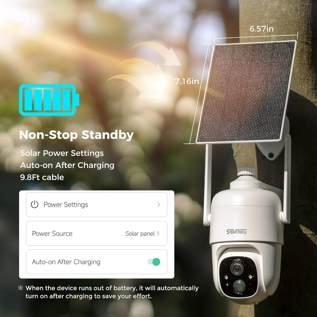 Vicohome 4CQ1 AI 2K Solar Security Camera Wireless Outdoor, Battery Powered,Two Way Audio,Motion Detection, 360° View,Easy to Setup,Color Night Vision,Audible Flashlight Siren,180 Days Care Plan