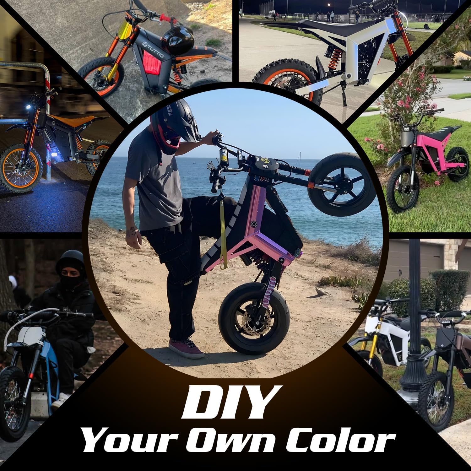 Tuttio Soleil01-BF Electric Dirt Bike, 2000W 37MPH Ebike 14'/12' Off-Road Dirt Bike, 1008WH 18-43miles Long Range Ebikes, 3-Speed Modes Electric Motorcycle for Adults Teens