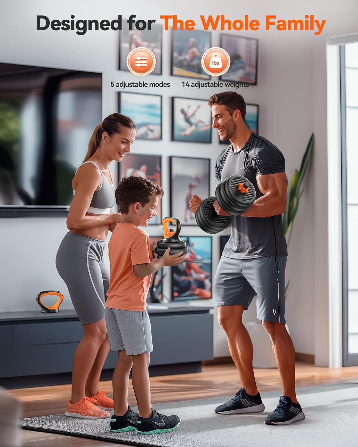FEIERDUN DS2 Adjustable Dumbbells, 20/30/40/45/70/90lbs Free Weight Set with Connector, 5 in1 Dumbbells Set Used as Barbell, Kettlebells, Push up Stand, Weight Plate, Fitness Exercises for Home Gym Suitable Men/Women