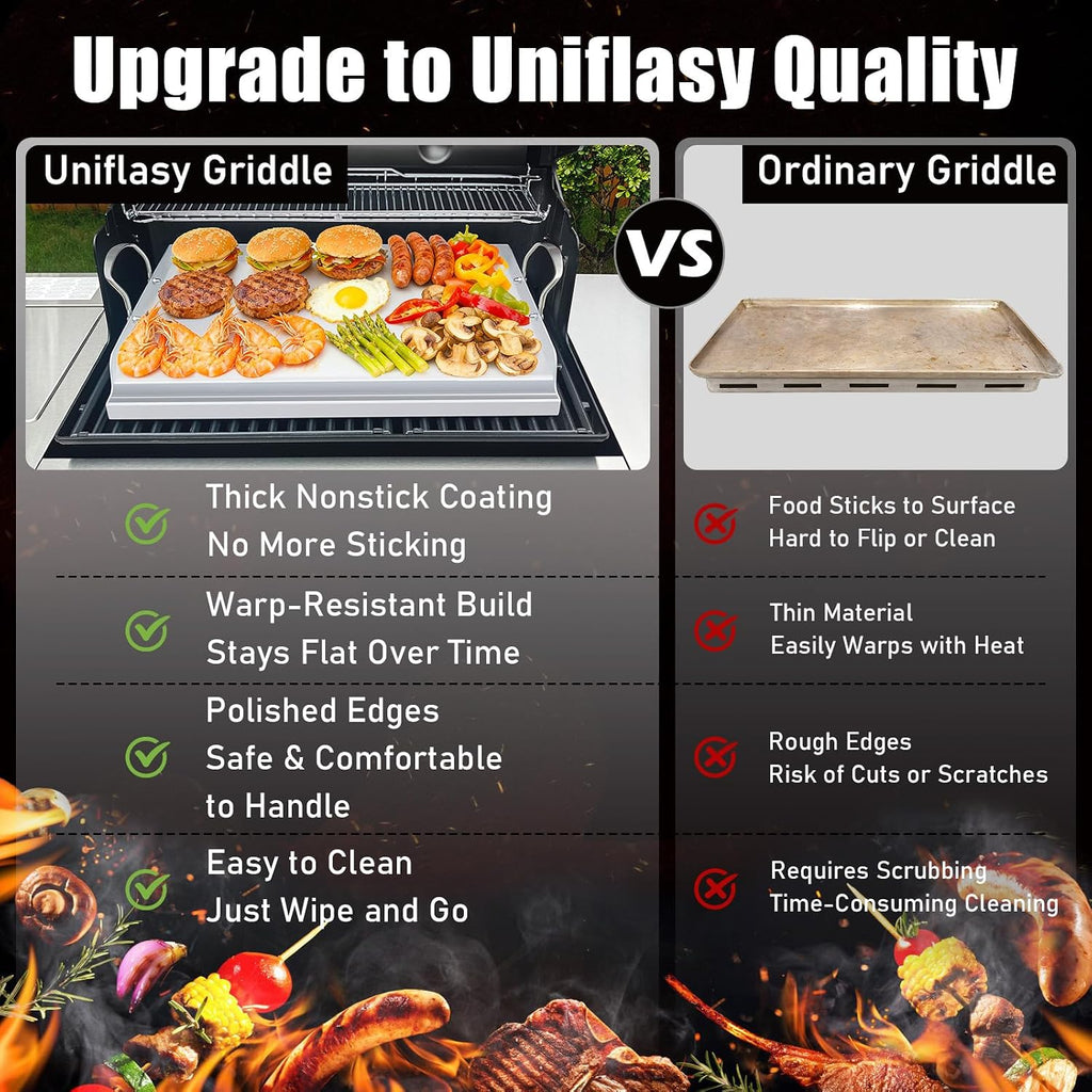 Universal Stainless Steel Cooking Griddle, Nonstick Flat Top Plate Insert for Gas Top Stove and Charcoal Grills, Tailgating, Camping and Parties, 23' x 16' Plancha Para Cocinar