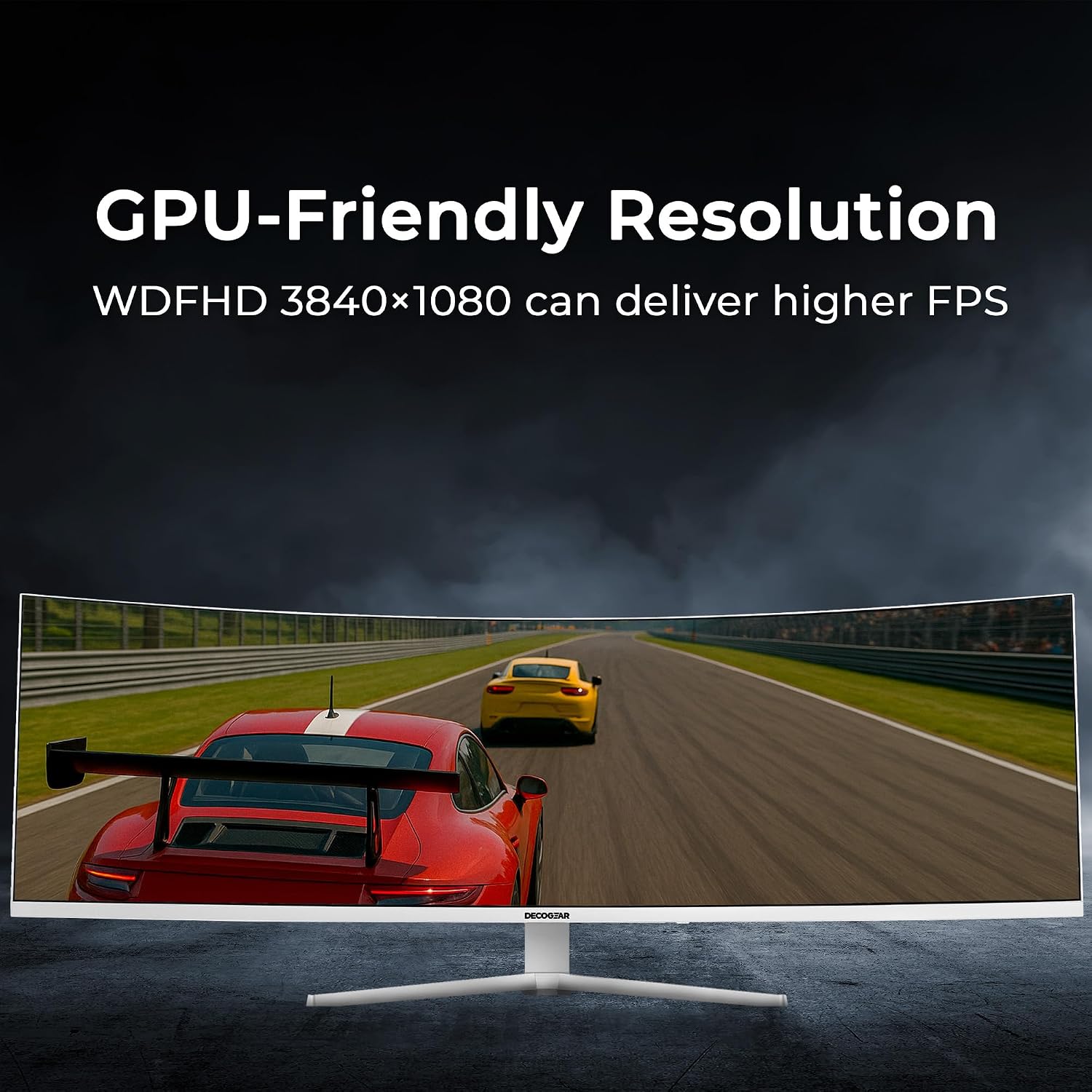 Deco Gear White 49 Inch Curved Monitor, 144HZ Ultrawide DFHD Screen, 3840x1080 32:9 VA Panel, R1500 E-LED, 2 HDMI 2 Display Port, 3000:1, Laptop PC Computer Accessory for Work Gaming Design Create