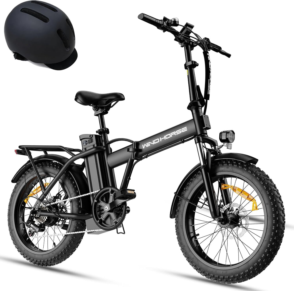 Foldable Electric Bike, Peak 983W Motor Ebike, 40-70 Miles & 20 MPH, 48V Removable Battery, 20' Fat Tire All-Terrain Electric Bicycle for Adults with 7-Speed, Suspension, Rear Rack, UL2849 Certified