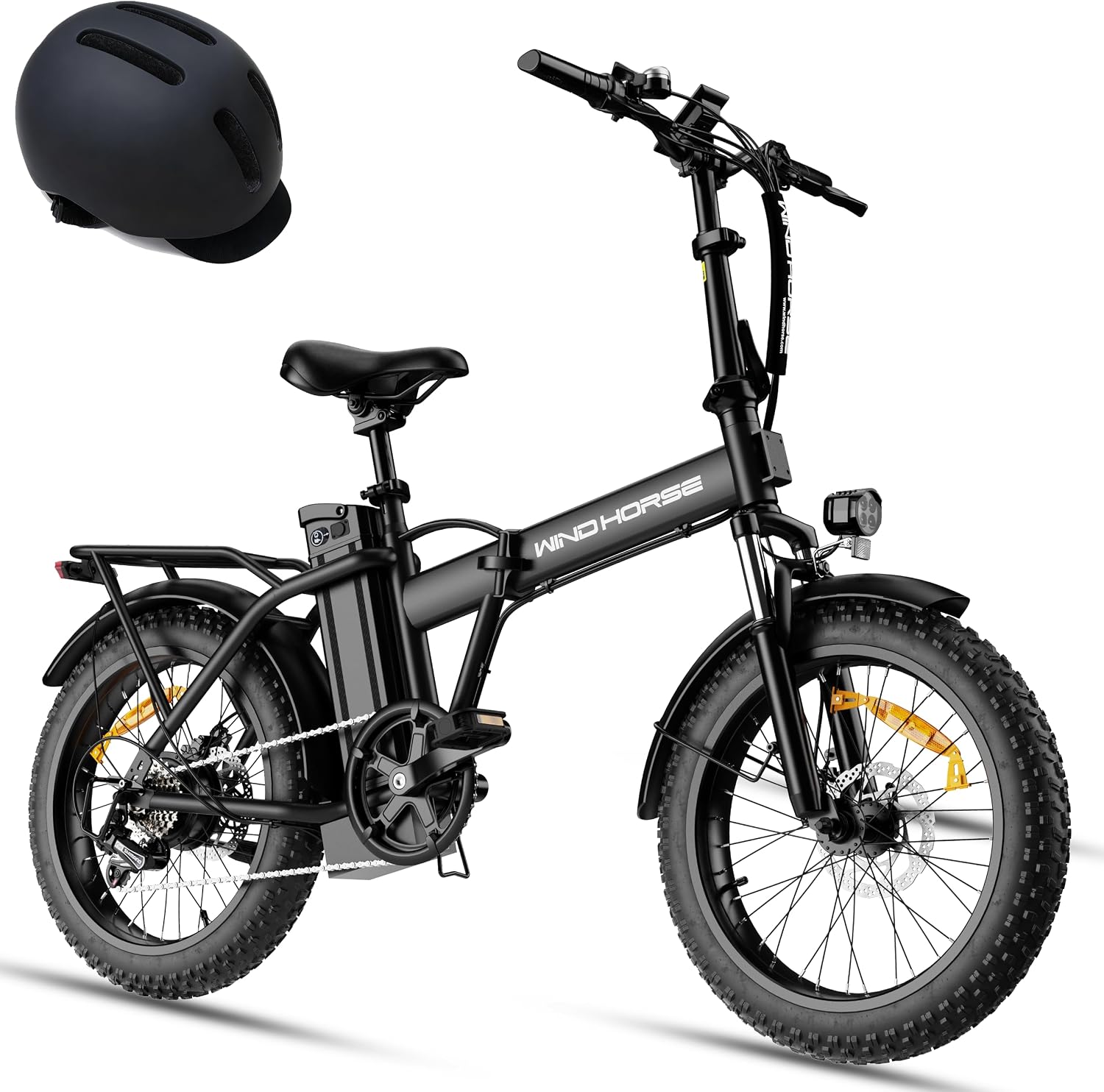 Foldable Electric Bike, Peak 983W Motor Ebike, 40-70 Miles & 20 MPH, 48V Removable Battery, 20' Fat Tire All-Terrain Electric Bicycle for Adults with 7-Speed, Suspension, Rear Rack, UL2849 Certified