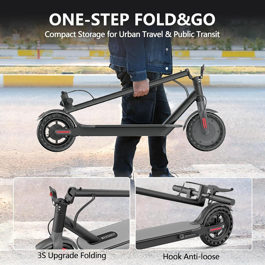 MAXSHOT Electric Scooter for Adults, 8.5/10/14' Tires, 19/22Mph, 350W/500W Motor, 21-28 Miles Range, Folding E-Scooter with Dual Suspension,APP Contro