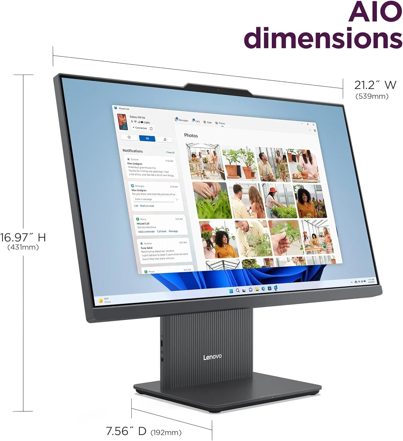 Lenovo IdeaCentre All-in-One Desktop Computer, 24' FHD Display, 6-core AMD Ryzen 5 7535HS, 64GB DDR5, 1TB SSD, Wi-Fi 6, HDMI in&Out, Wireless KB&Mouse, Windows 11 Home