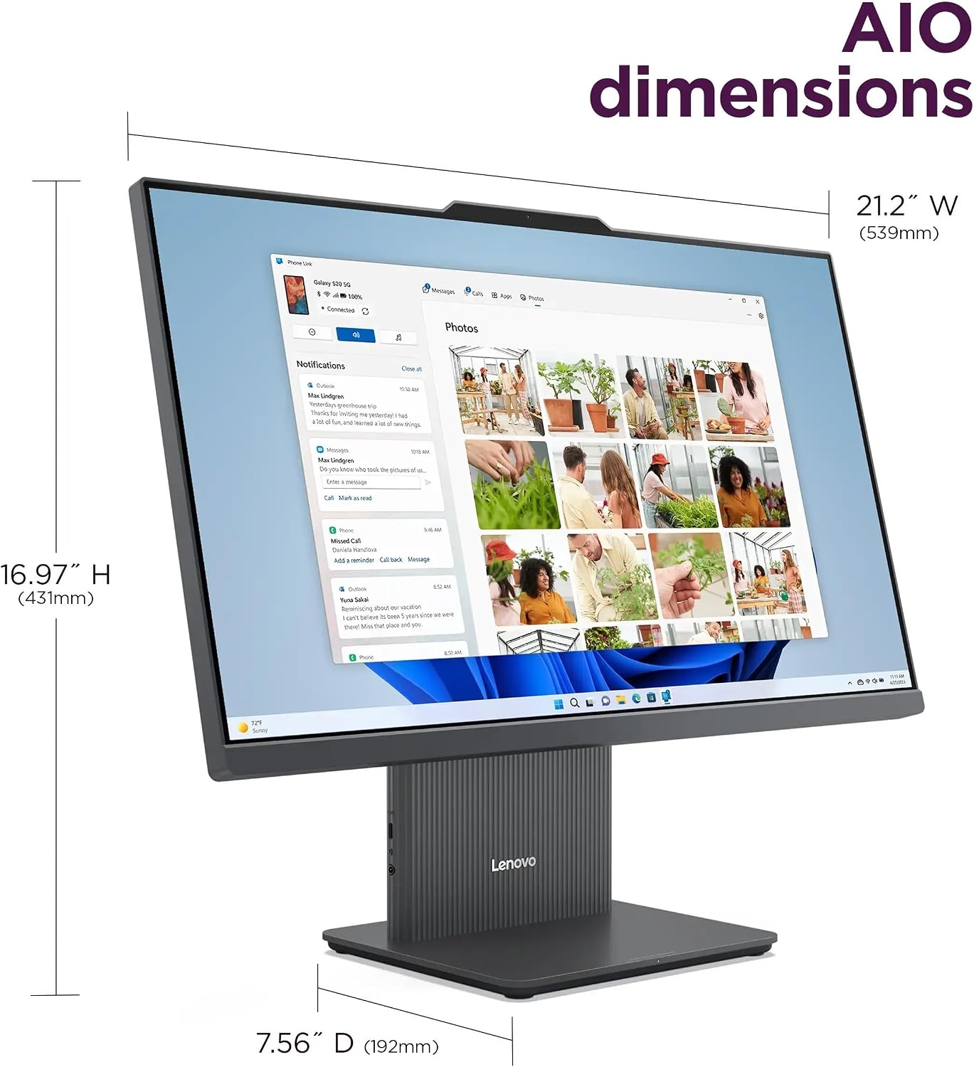 Lenovo IdeaCentre All-in-One Desktop Computer, 24' FHD Display, 6-core AMD Ryzen 5 7535HS, 16GB DDR5, 1TB SSD, Wi-Fi 6, HDMI in&Out, Wireless KB&Mouse, Windows 11 Home