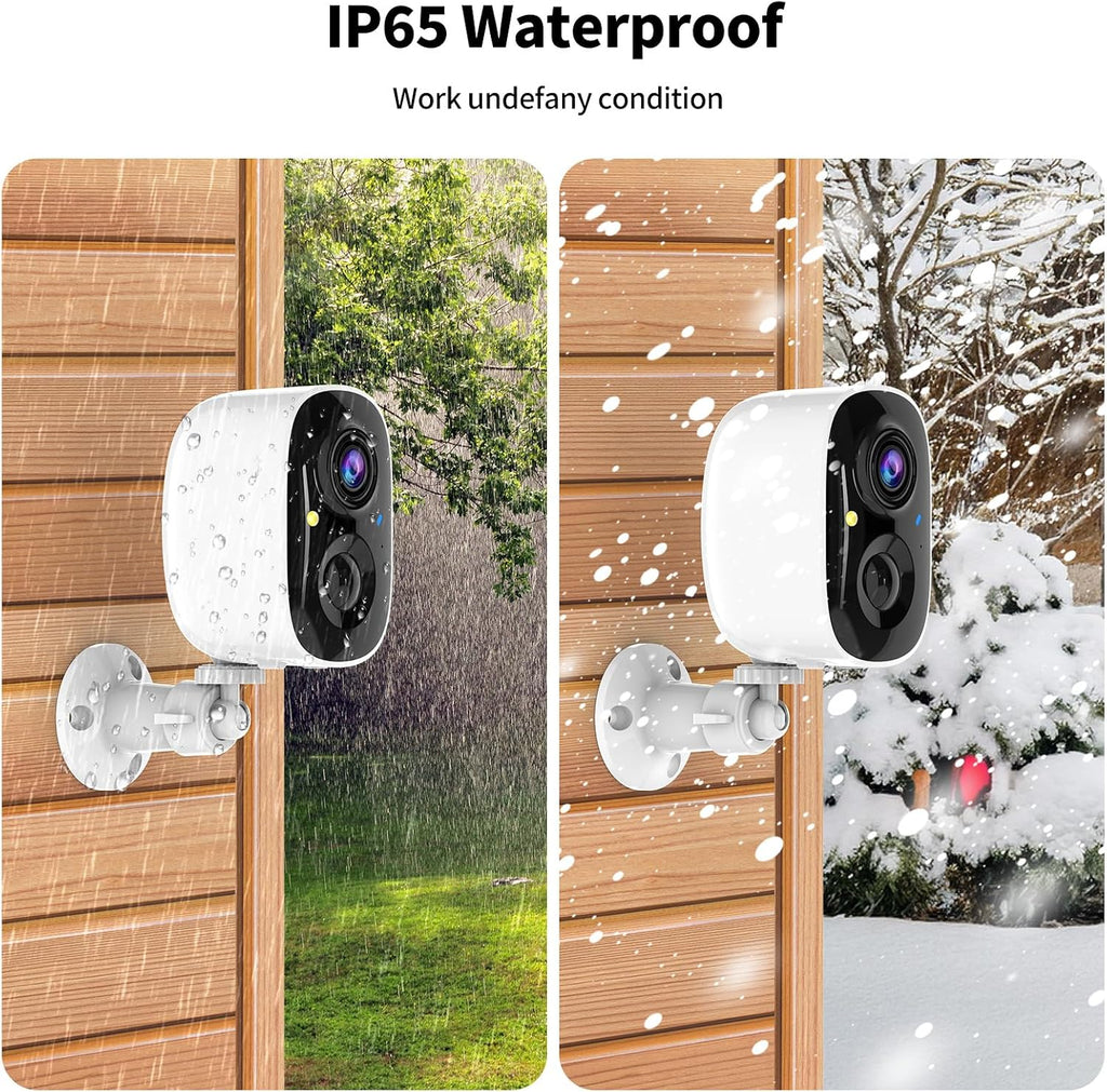 Wireless Security Cameras Outdoor/Indoor,2K UHD WiFi Smart Security Camera,Battery Powered,Motion Detection, 2-Way Audio,Color Night Vision,Weatherproof,Cloud/SD Storage for Home Security,4 pack