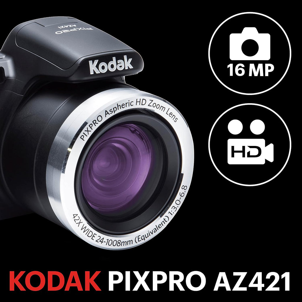 Kodak PIXPRO Astro Zoom AZ421-BK 16MP Digital Camera with 42X Optical Zoom and 3' LCD Screen (Black)