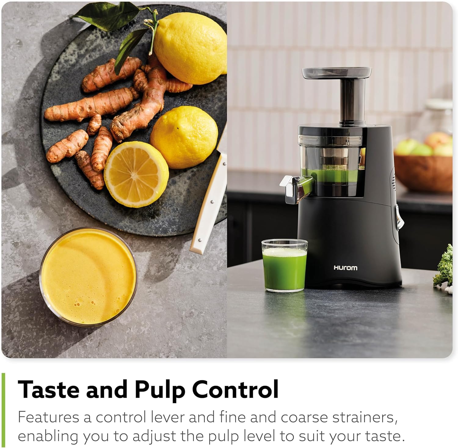 Hurom H-AA Cold Press Juicer Machine, Easy to Clean Masticating Slow Juicer, Coarse Strainer, Adjustable Lever, Minimal Juice Pulp, High Nutrient Extraction (Rose Gold)