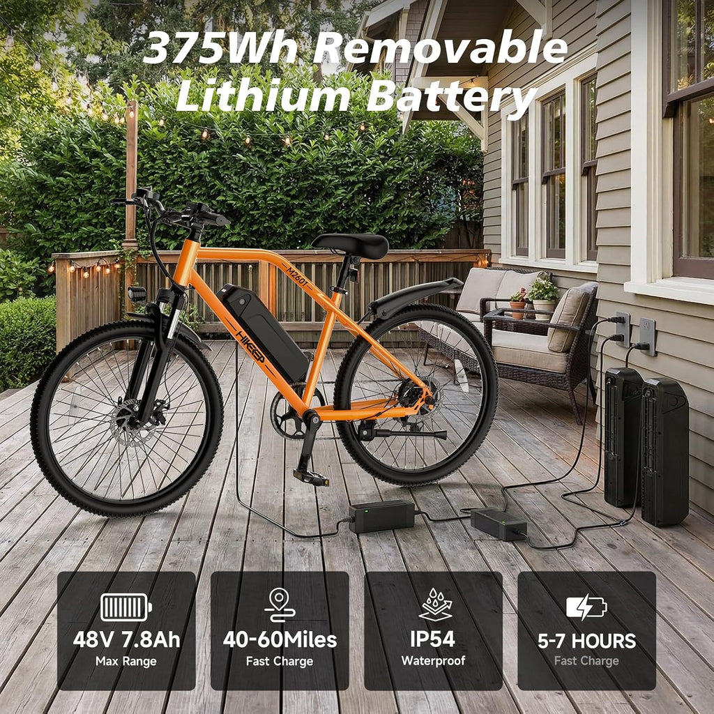 Electric Bike for Adults - 26' Ebike, 48V/7.8AH/15.6AH/25Ah Battery, 20-40MPH, Full Suspension, LCD Display, Adjustable Seat & Heavy-Duty 330lbs E-Bike