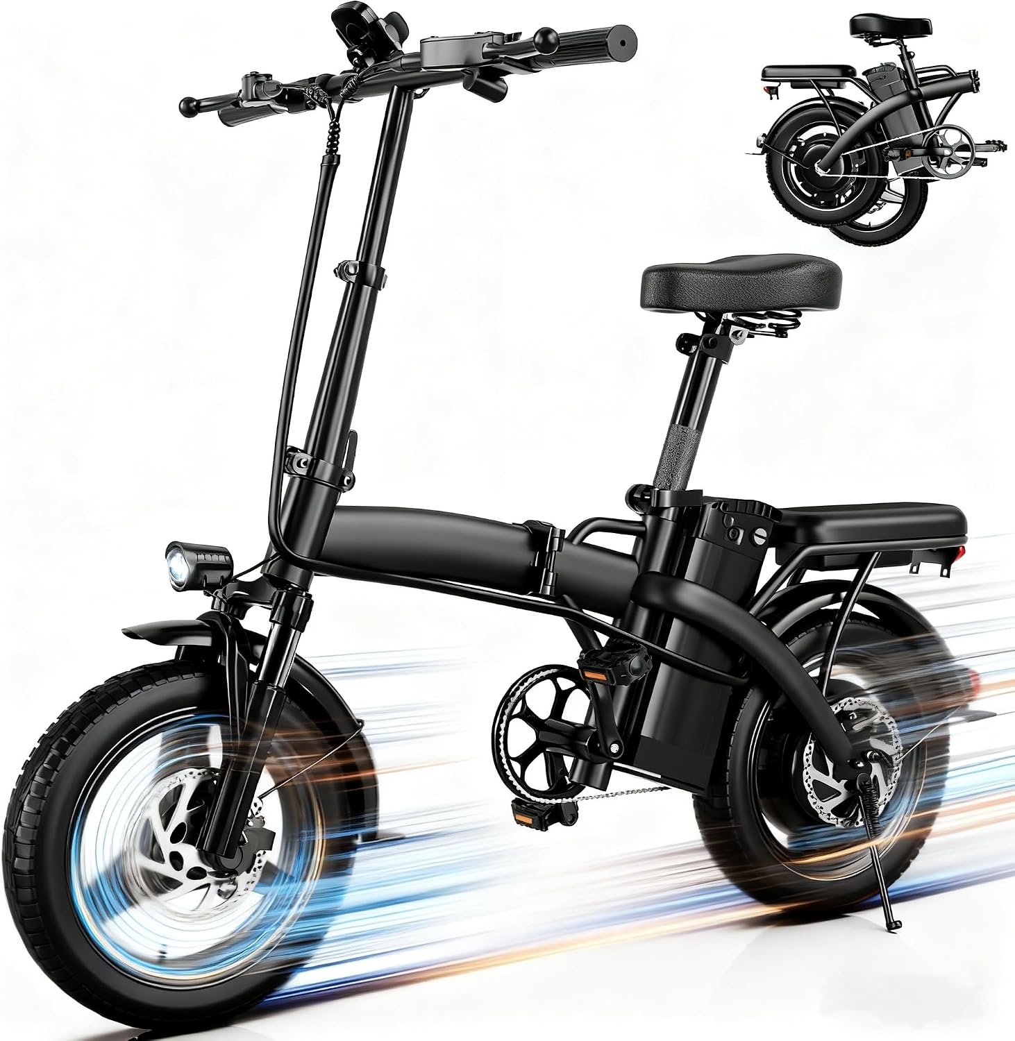 Electric Bike for Adults and Teens,500W Brushless Motor 19MPH Folding Ebike with 48V10.4Ah Removable Battery, 35Miles Range & PAS Mode with 14' Foldable Electric Bicycles, Commuting-Certified e Bike
