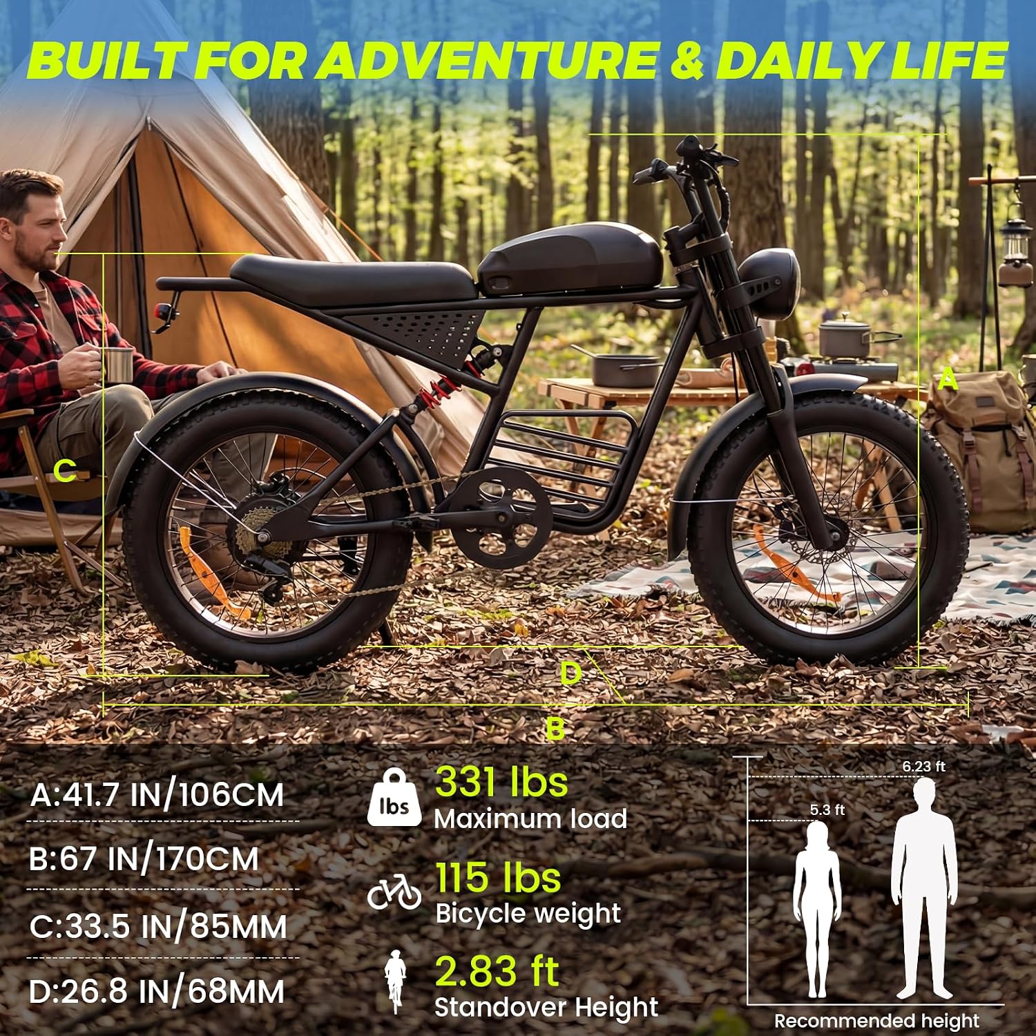 Electric Bike for Adults, 1000W/1500W/3000W Dirt Bike, 30/34/37MPH, 48V 15 Ah/20Ah/35Ah e Bike, 40/47/100 Miles Electric Motorcycle, 20' Fat Tire Off-Road Bike, All Terrain Electric Bike