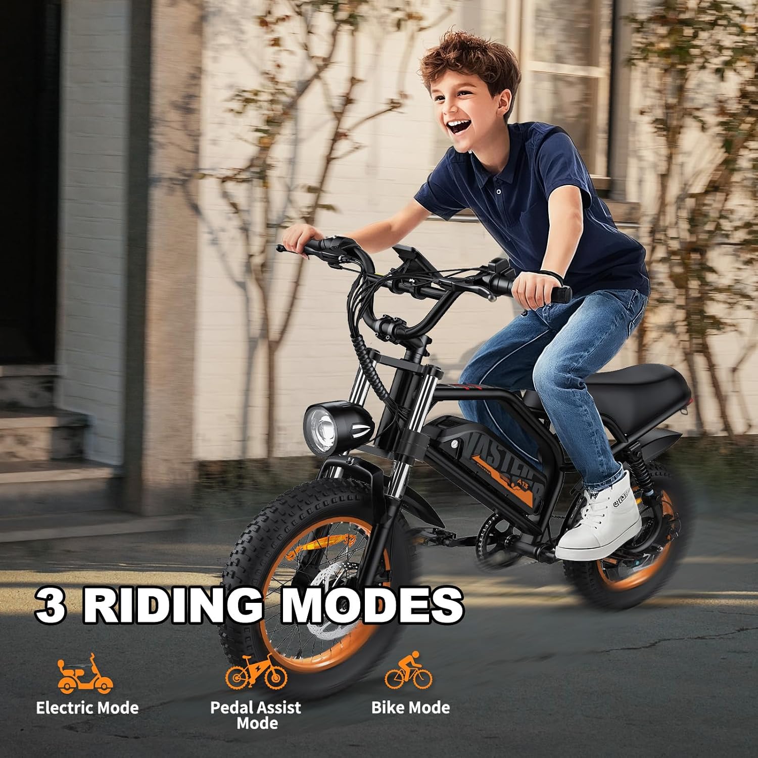 AVDLBIKE Electric Bike, 16'' Fat Tire E-Bike for Teens/Adults, 500W Small E-Bike with 36V/12.8Ah Removable Battery, Up to 22MPH, 45 Mile Range, Electric Dirt/Mountain Bike for Woman/Men A13