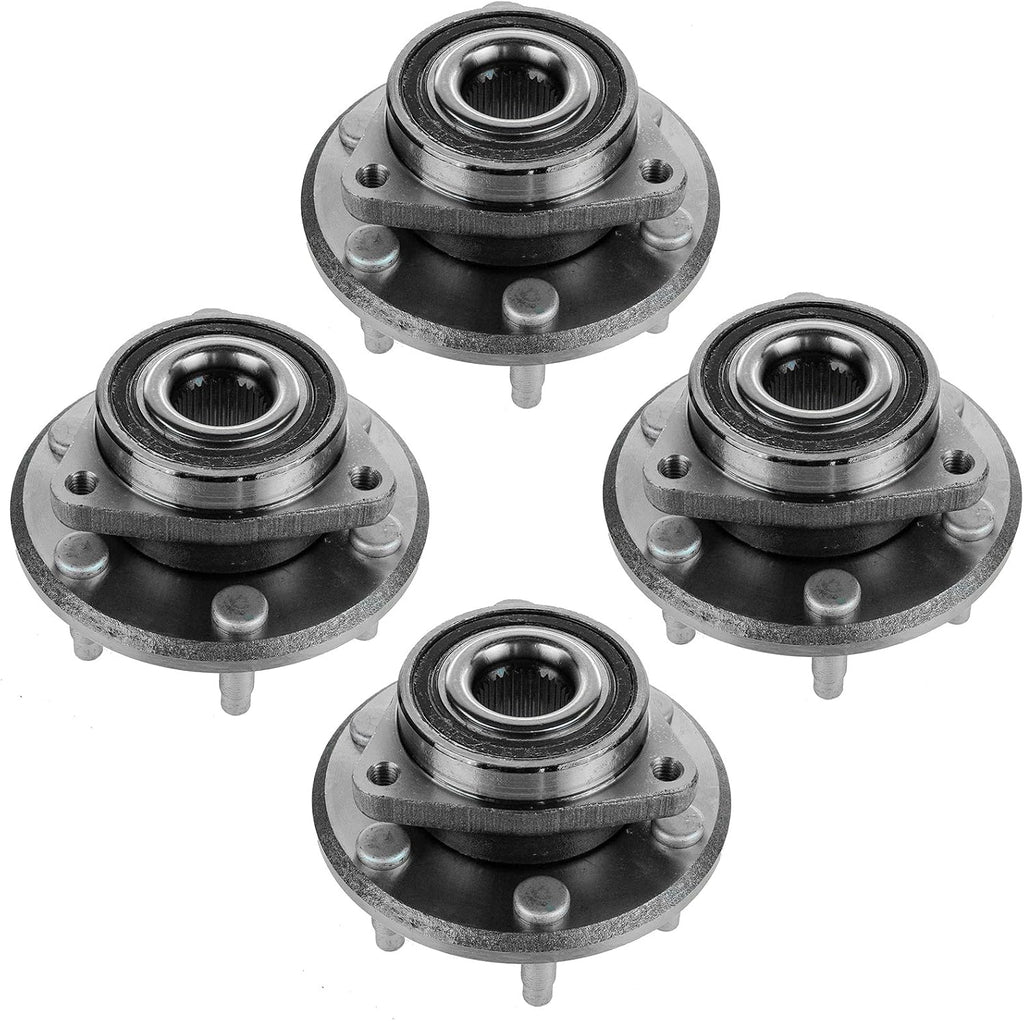 TRQ Front and Rear Wheel Bearing and Hub Assembly Set 4 Piece Compatible with 2008-2017 Buick Enclave 2009-2017 Chevrolet Traverse 2007-2016 GMC Acadia 2017 Acadia Limited 2007-2010 Saturn Outlook