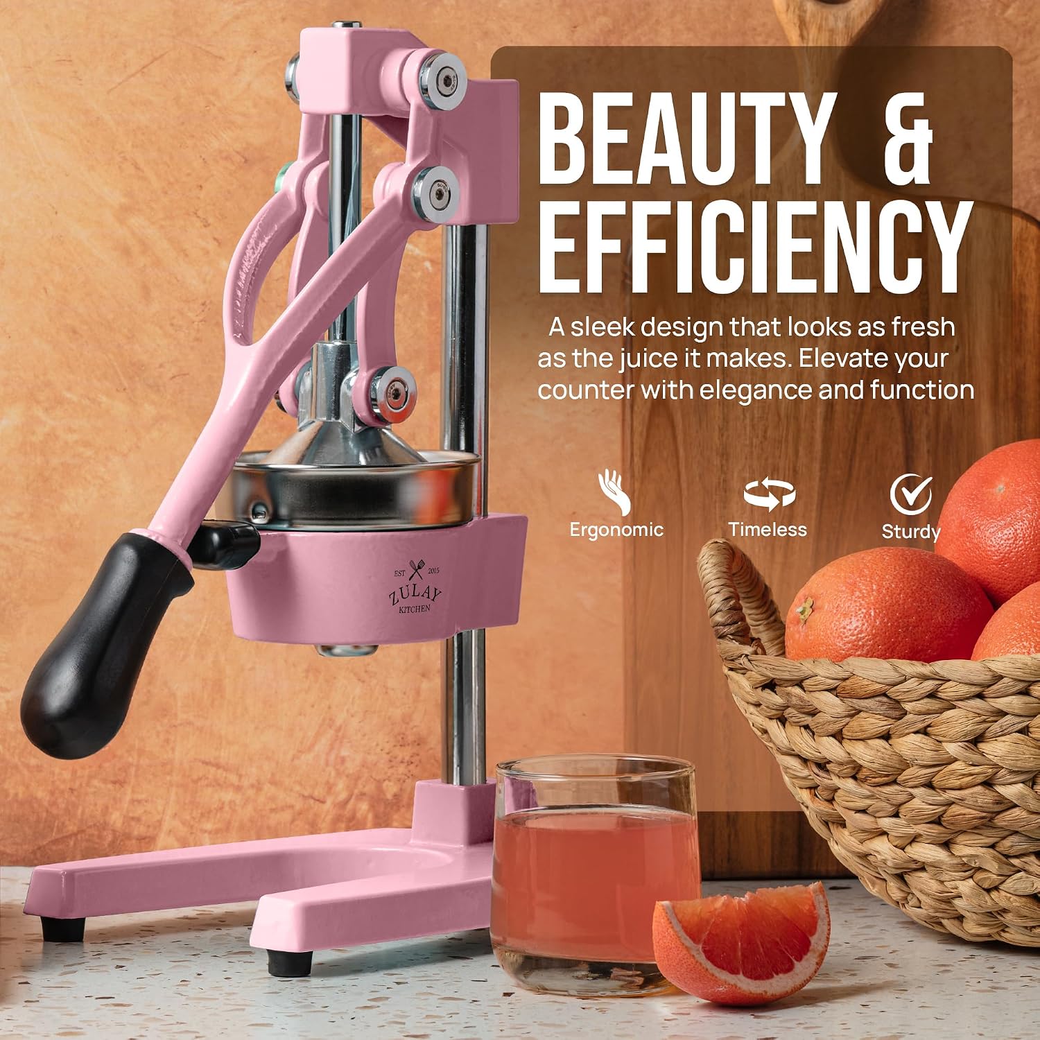 Zulay Kitchen Cast Iron Juicer - Heavy Duty Manual Juicer with Detachable Strainers for Easy Cleaning, Orange Juice Press for Citrus Fruits, Perfect for Bartenders, Juice Lovers & Health Enthusiasts