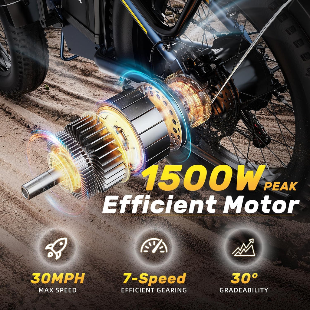 Folding Electric Bike for Adults and Seniors, 1000W Motor 48V 20AH Battery 30MPH 80 Miles, 20' Fat Tire All Terrain Ebike, 7-Speed Commuter E Bike, Step-Thru Electric Bicycle for Women and Teens