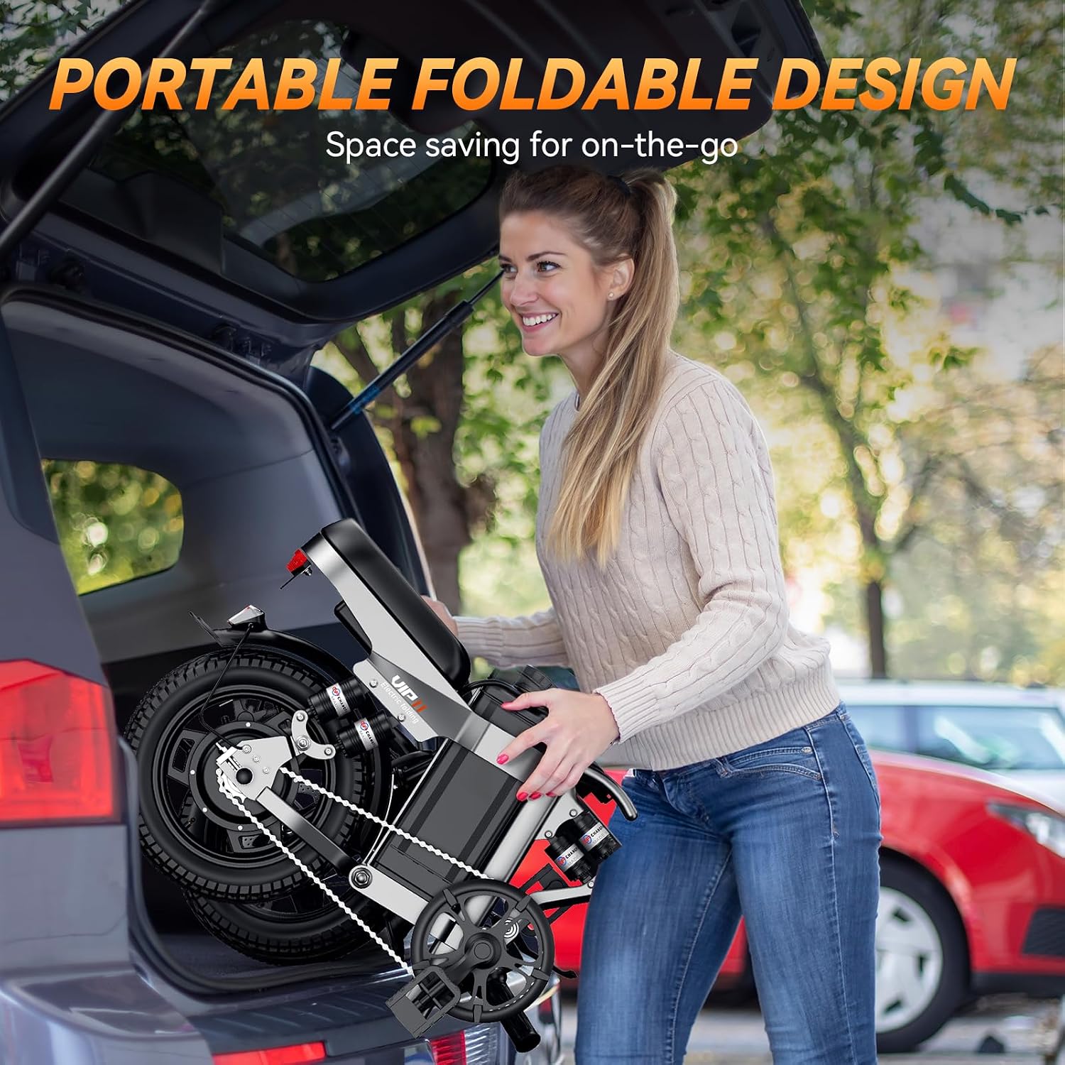 DTTZH Foldable Ebike with Keyless Ignore, 1000/2000W, 40/28MPH, 52V 25Ah/48V 15Ah, Max 60-80 Miles Range Folding Electric Bike, 14' Commuter Adult Electric Bicycle, UL2849 Certified E Bike