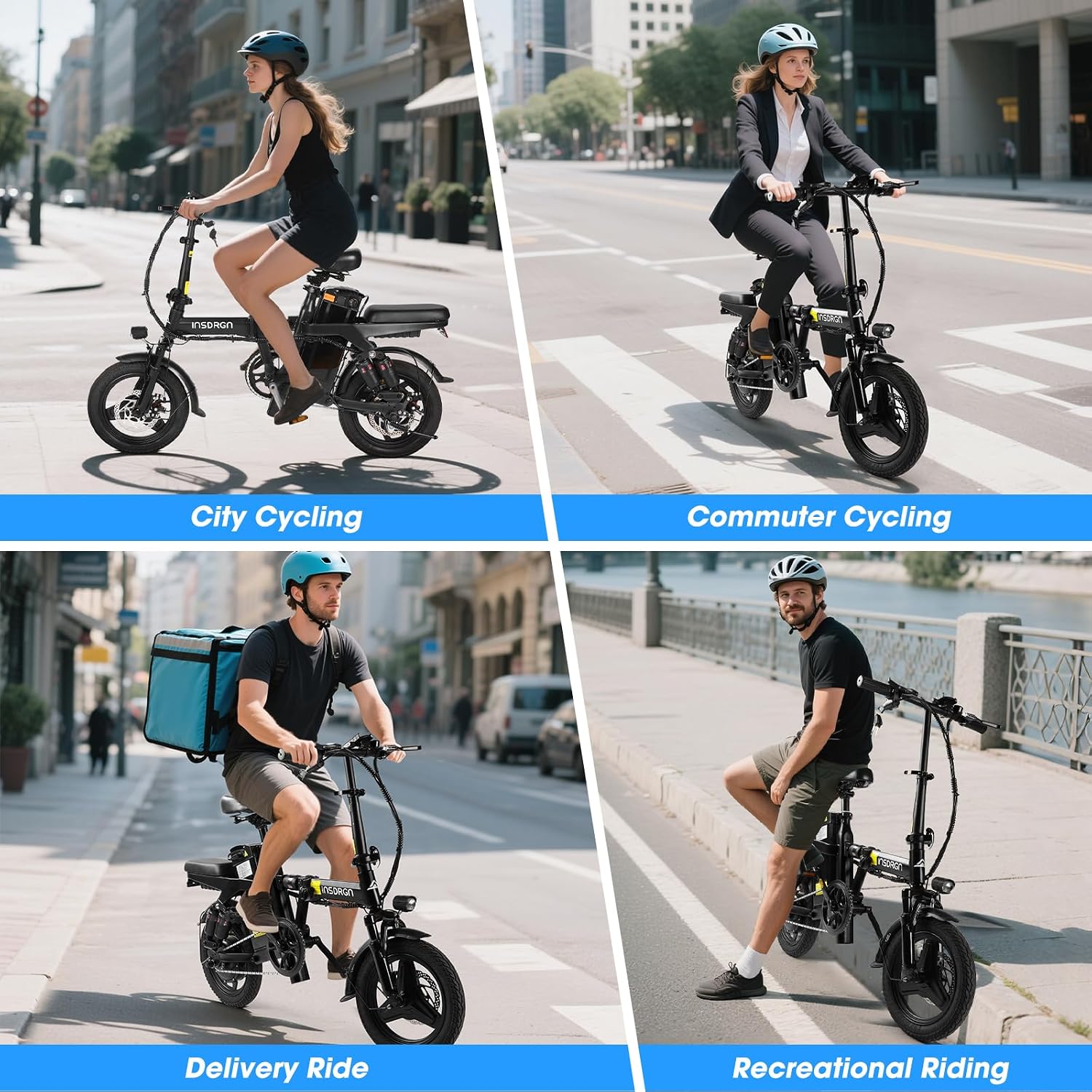 INSDRGN Electric Bike for Adults and Teens,14' Folding Adult E Bike with 650W Peak Motor,20MPH,28Miles Range,Advanced 9-Point Suspension & Dual Disc Brake,Removable Battery,UL 2849 Certified