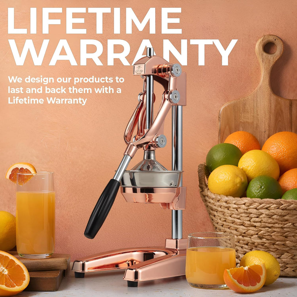 Zulay Professional Citrus Juicer - Premium Manual Citrus Press and Orange Squeezer - Metal Lemon & Lime Squeezer - Extra Tall Heavy Duty Cast Iron Manual, Rose Gold