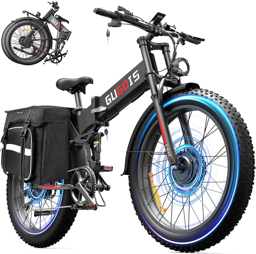 GugoIs Electric Bike for Adults,1000W/3000W Peak Motor Electric Bicycle,Up to 31 MPH,Max 30-60 Miles,48V 15.6/23Ah Large Removable Battery Ebikes, 7-Speed for All Terrain 20'/26' Mountain E Bike