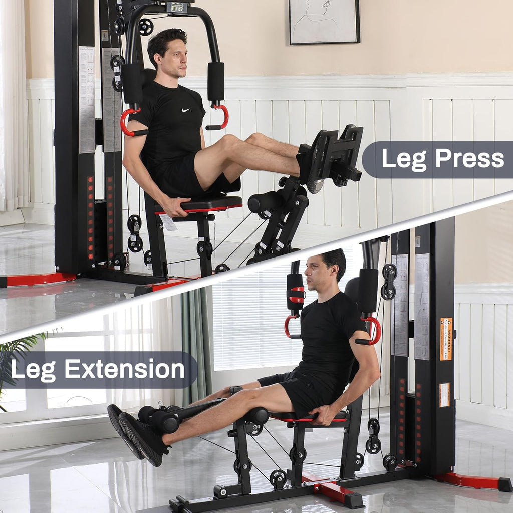 Fitvids Multifunctional Home Gym Equipment with 160 lbs Weight Stack, Full Body Workout Weight Machine, Strength Training Exercise Equipment with Pulley System & Leg Press, All-in-One Workout Station