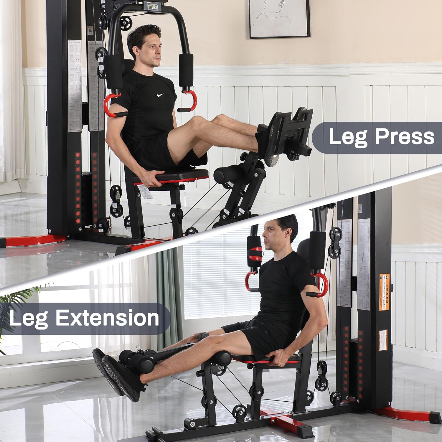 Fitvids Multifunctional Home Gym Equipment with 160 lbs Weight Stack, Full Body Workout Weight Machine, Strength Training Exercise Equipment with Pulley System & Leg Press, All-in-One Workout Station