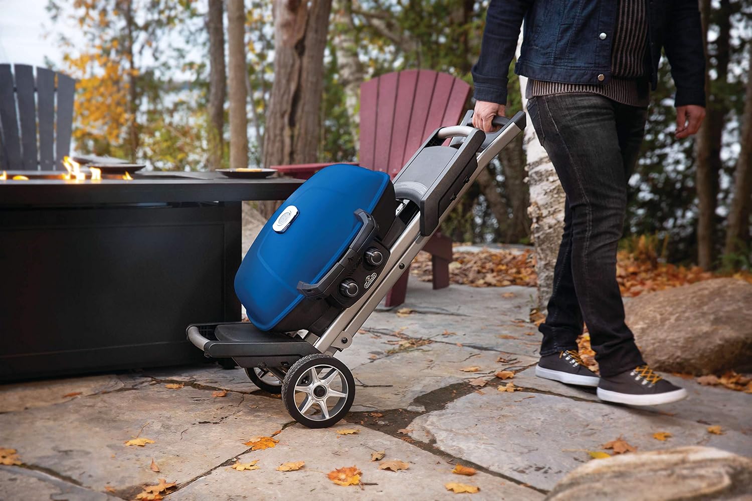Napoleon TQ285XBL1 Propane Gas Grill, 285 sq. in (Scissor Cart), Blue