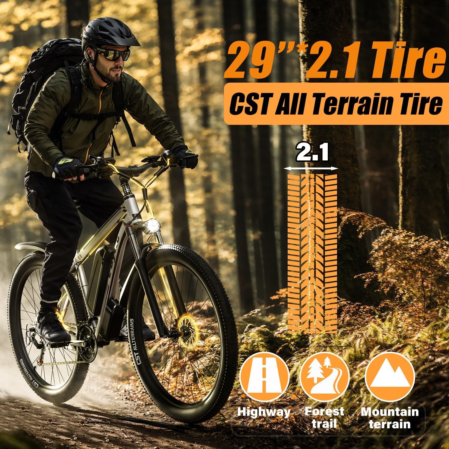 E·Bycco 29' Electric Bike for Adults, 48V 17.5AH, 1000W Peak Electric Mountain Bikes, 21-Speed Pedal Assist Ebikes, 34MPH 80 Miles Long Range Waterproof Commuter Electric Bicycle for Large Men