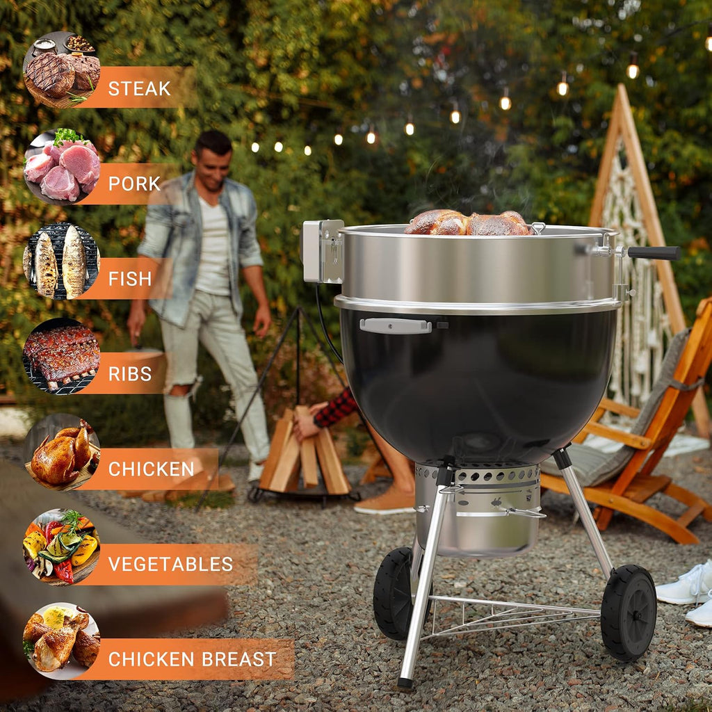Onlyfire Stainless Steel Rotisserie Ring Kit Barbecue Accessories for Weber 22' Kettle Grill and Other Similar Size Grills