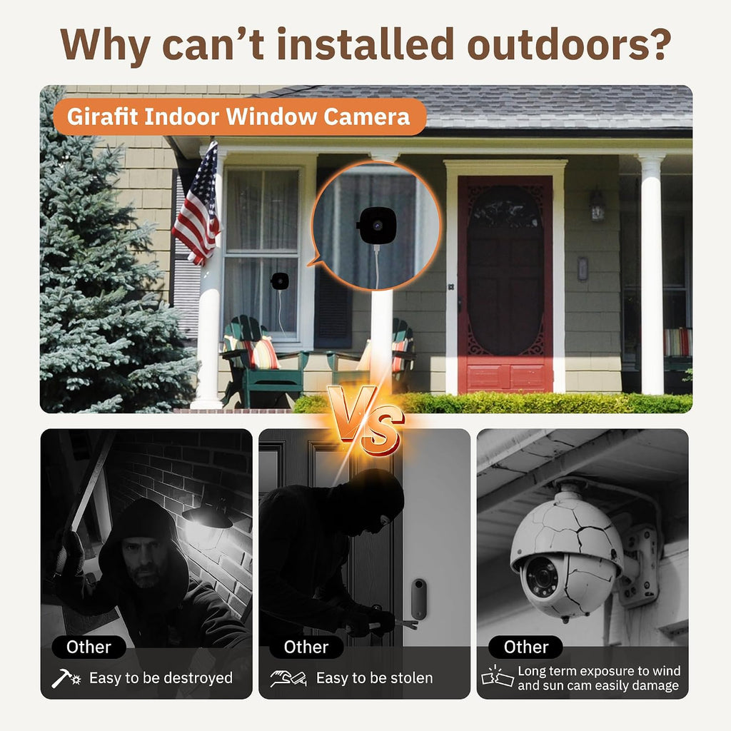 Girafit 2K Window Camera,2.4GHz & 5GHz WiFi Indoor Cameras for Home Security with ChroMax Al Color Night Vision,Person & Motion Detection,Easy & Quick Install(4 Pack)
