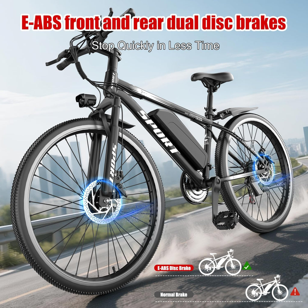 Electric Bike for Adults, 750W Electric Mountain Bike with 7-Speed and Front Suspension, 20 mph Folding Bike, 40 Miles PAS Range, 26' Tire