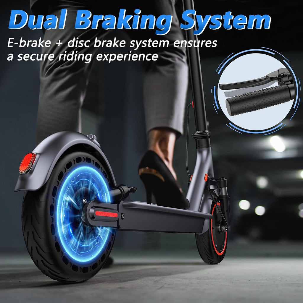 Maxshot Electric Scooter, 8.5' /10' /14' Tire, 16/19/22 Mph Top Speed, 12/16/21/27/28/49/50 Miles Long Range, Folding Escooter for Adults and Kids with Seat Bag, Dual Braking, Dual Suspension, App