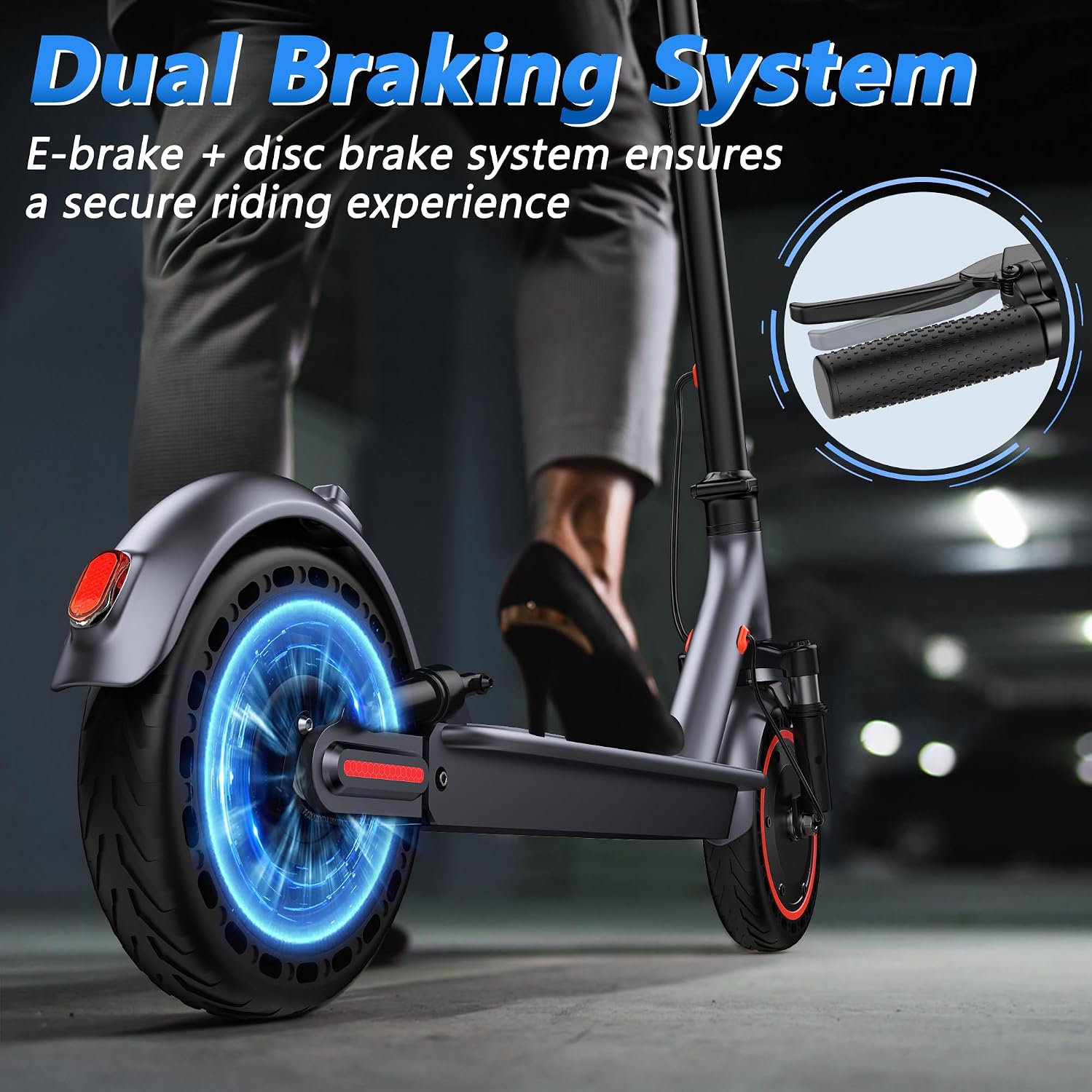 Maxshot Electric Scooter, 8.5' /10' /14' Tire, 16/19/22 Mph Top Speed, 12/16/21/27/28/49/50 Miles Long Range, Folding Escooter for Adults and Kids with Seat Bag, Dual Braking, Dual Suspension, App