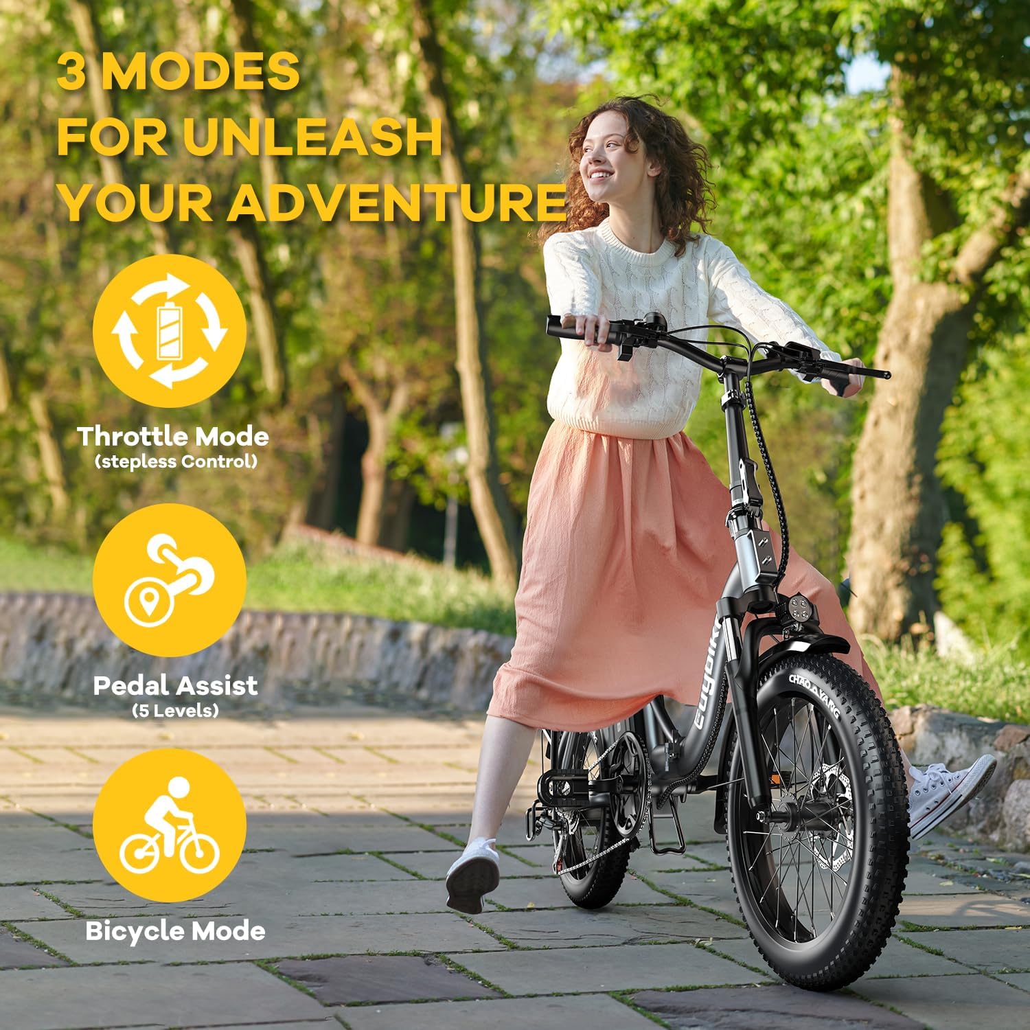 Folding Electric Bike for Adults and Seniors, 1000W Motor 48V 20AH Battery 30MPH 80 Miles, 20' Fat Tire All Terrain Ebike, 7-Speed Commuter E Bike, Step-Thru Electric Bicycle for Women and Teens