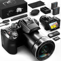 8K Digital Camera, 64MP Cameras for Photography with 3' Flip Screen, 16X Zoom, WiFi & Autofocus, Vlogging Camera for YouTube, Includes 64GB Card & 2 Batteries