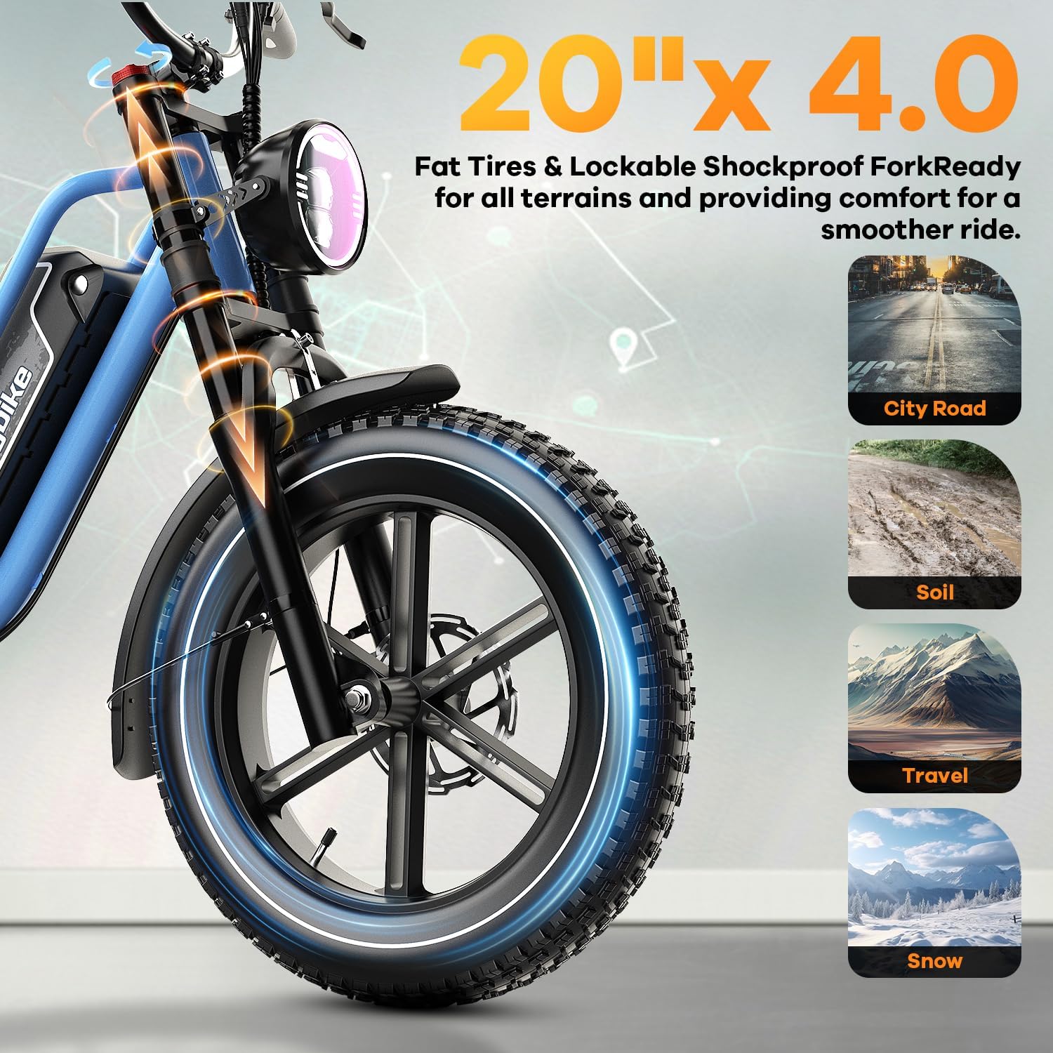 1500W Electric Bike for Adults,48V 20/25/60Ah Removable Battery Max Range 80Miles Electric Bicycle,20''×4' Fat Tire Ebike,Adult Electric Bicycles for Commute Beach Snow,E-Bike UL Certified