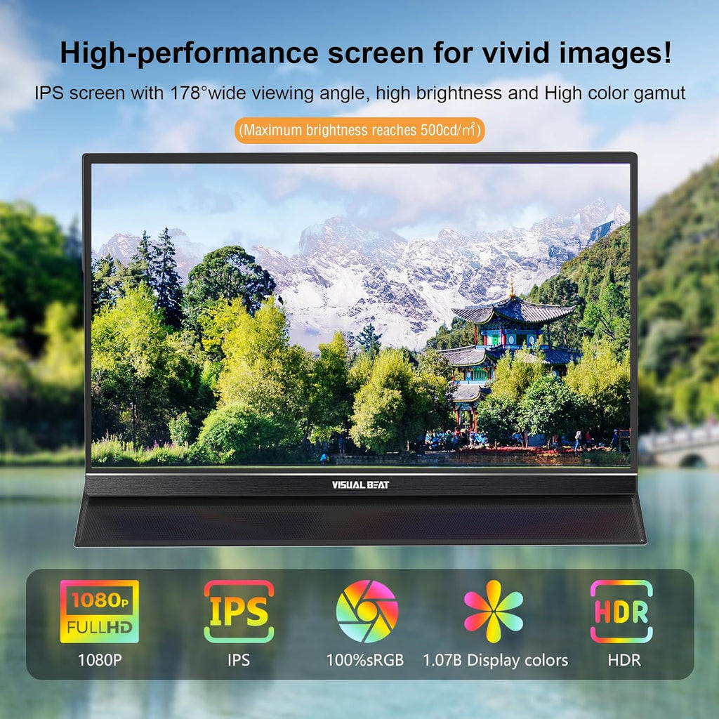 Portable Monitor Touch Screen 15.6'' 1080P USB-C HDMI Computer Display HDR IPS Eye Care Screen 100% sRGB with Smart Cover, Dual Speakers for Laptop PC Mac Phone PS4/5 Xbox Switch