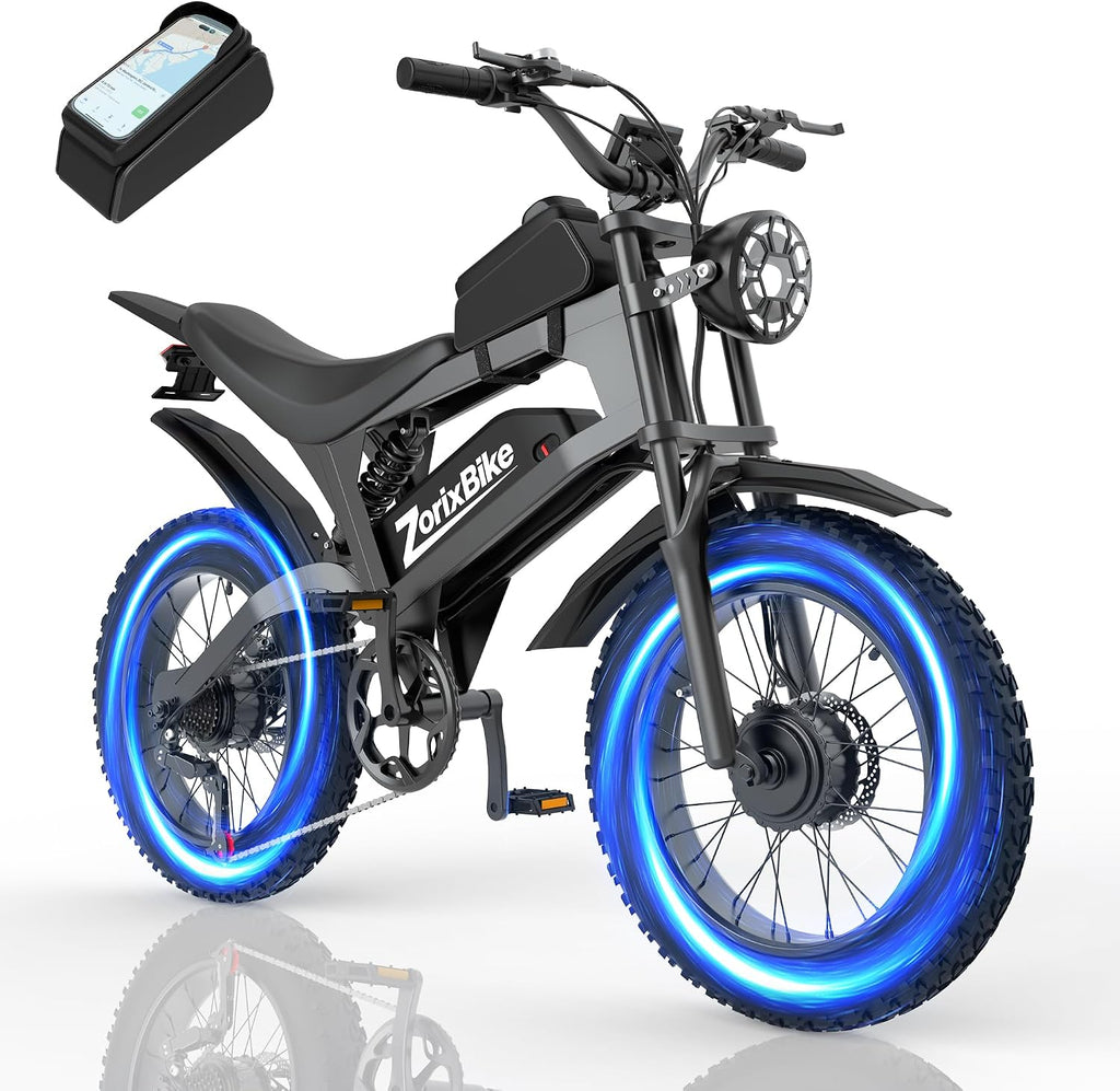 Electric Bike for Adults,48V 20AH - Peak Power 1500/3000W Brushless Motor Electric Bicycle - Max Speed 31-35MPH - Max 80 Miles Range - 20' x 4.0' Fat Tire Dirt E-Bike,7-Speed - UL 2849