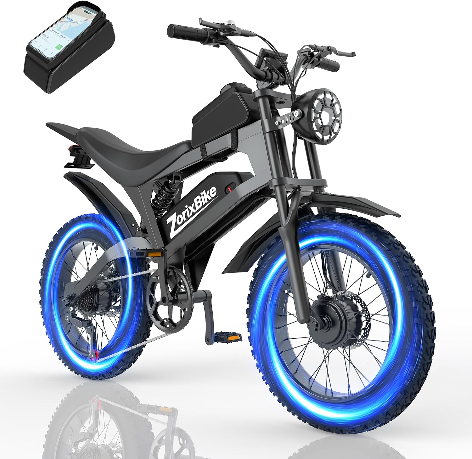 Electric Bike for Adults,48V 20AH - Peak Power 1500/3000W Brushless Motor Electric Bicycle - Max Speed 31-35MPH - Max 80 Miles Range - 20' x 4.0' Fat Tire Dirt E-Bike,7-Speed - UL 2849