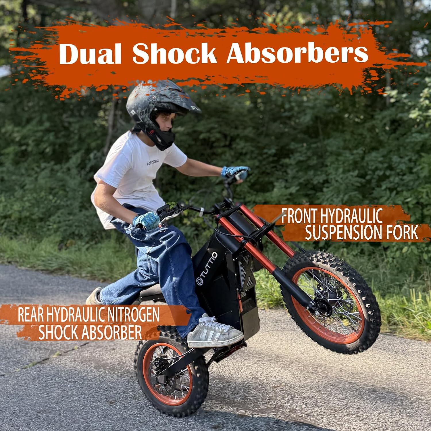 Tuttio Electric Dirt Bike Teens Adults 2000W/3000W 220NM 37MPH Electric Bike 48V 21AH Removable Battery with Hydraulic Brakes (21AH Dirt Bike)