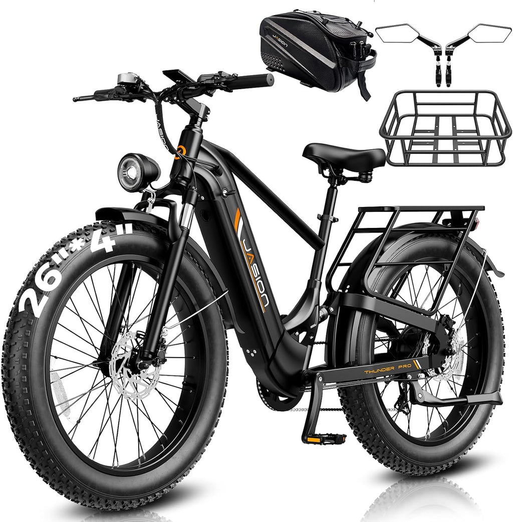 Jasion Thunder PRO/ST Electric Bike,2000W Peak Ebikes for Adults,26''Fat Tire Best Ebike for Men,90 Miles with 1040Wh Battery,35 MPH Max Speed Bicycles,500 lbs Capacity,Certified By UL2849