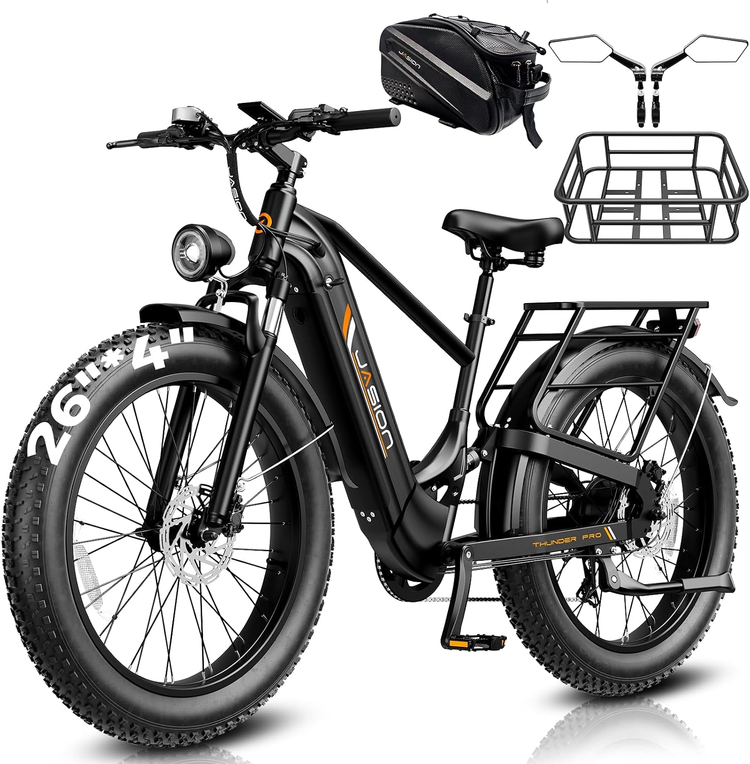 Jasion Thunder PRO/ST Electric Bike,2000W Peak Ebikes for Adults,26''Fat Tire Best Ebike for Men,90 Miles with 1040Wh Battery,35 MPH Max Speed Bicycles,500 lbs Capacity,Certified By UL2849