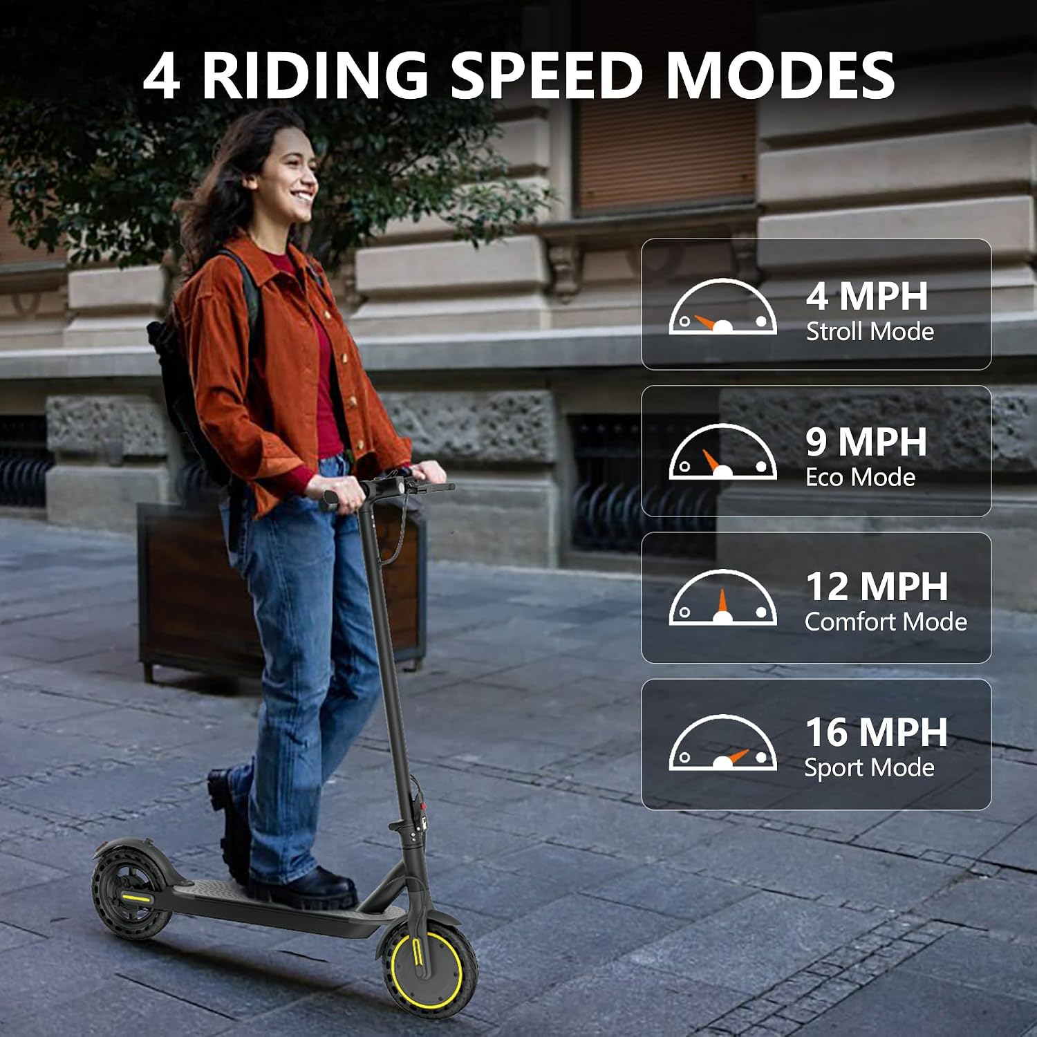 MAXSHOT Electric Scooter for Adults, 8.5/10/14' Tires, 19/22Mph, 350W/500W Motor, 21-28 Miles Range, Folding E-Scooter with Dual Suspension,APP Contro