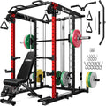 S1-V4 Smith Machine, 2000LBS Power Cage with Cable Crossover System, All-in-One Squat Rack with Smith Bar, Strength Training Equipment for Hone Gym