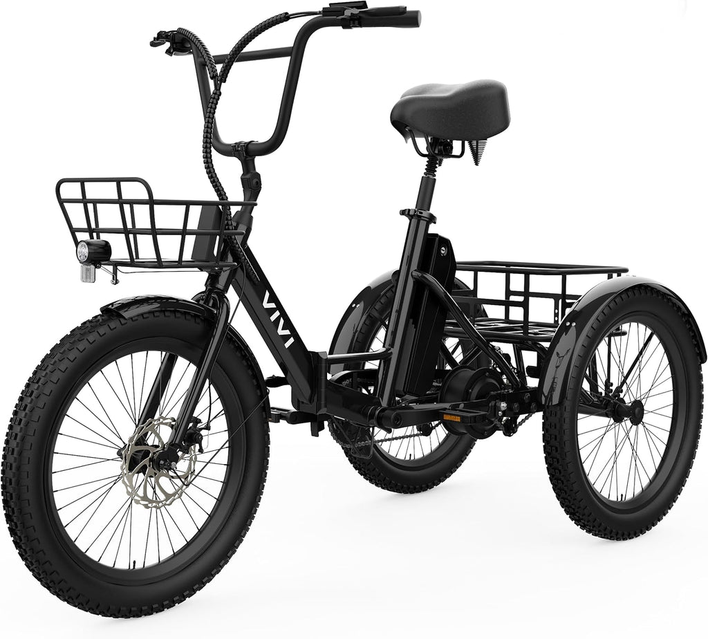 Vivi T01 20' x2.6 Fat Tire Electric Tricycle for Adults, 750W Peak 20'' Folding 3 Wheels Electric Bike, 95% Pre-Assembled, Speed Differential, 15.5MPH Eletric Trike with Bracket