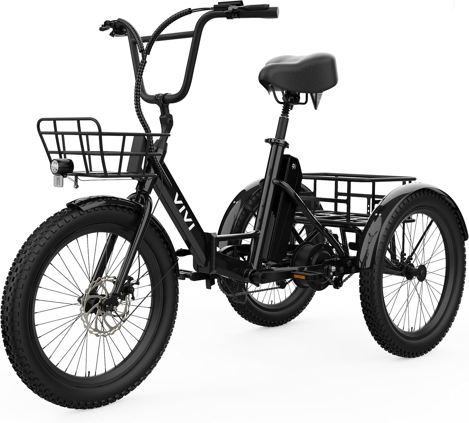 Vivi T01 20' x2.6 Fat Tire Electric Tricycle for Adults, 750W Peak 20'' Folding 3 Wheels Electric Bike, 95% Pre-Assembled, Speed Differential, 15.5MPH Eletric Trike with Bracket