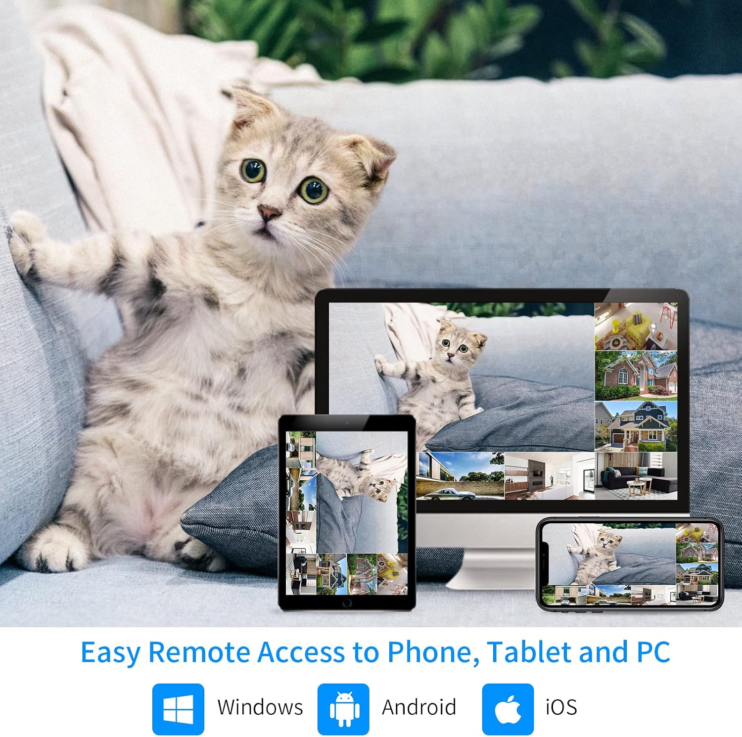 【16CH Expandable】Hiseeu Home Security Camera System, 24/7 Recording, Wired Plug-in Powered 8Pcs 5MP Outdoor Camera, 4K NVR Kit, Night Vision, IP66, Motion Detection, 3TB HDD, 2.4G/5G Wireless Pro WiFi
