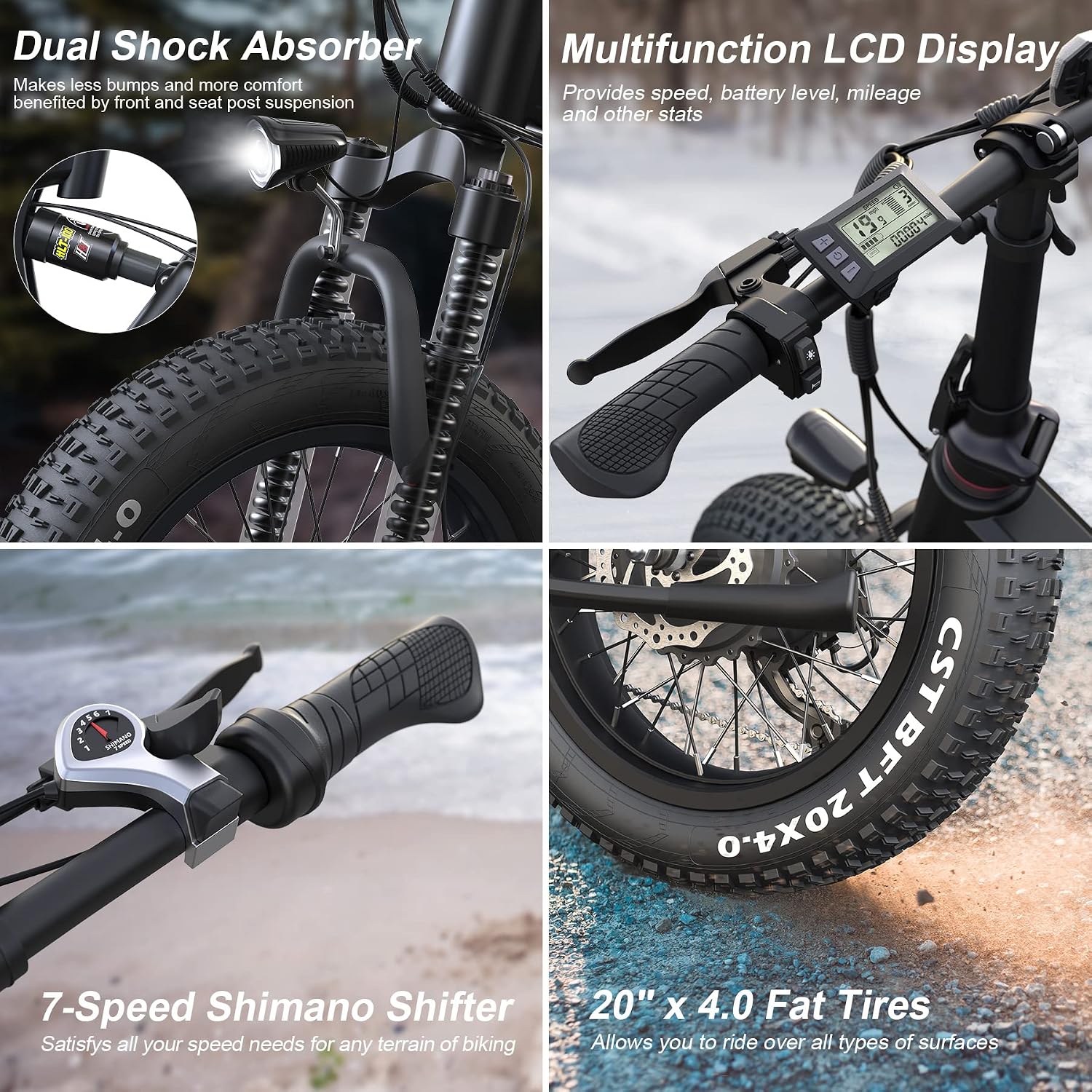 TotGuard Electric Bike,20' Electric Bike for Adults 500W Brushless Motor, 19.8MPH Fat Tire Ebike,Foldable Adult Electric Bicycles with 48V 10Ah Removable Battery,7-Speed,SGS Certified to UL 2849