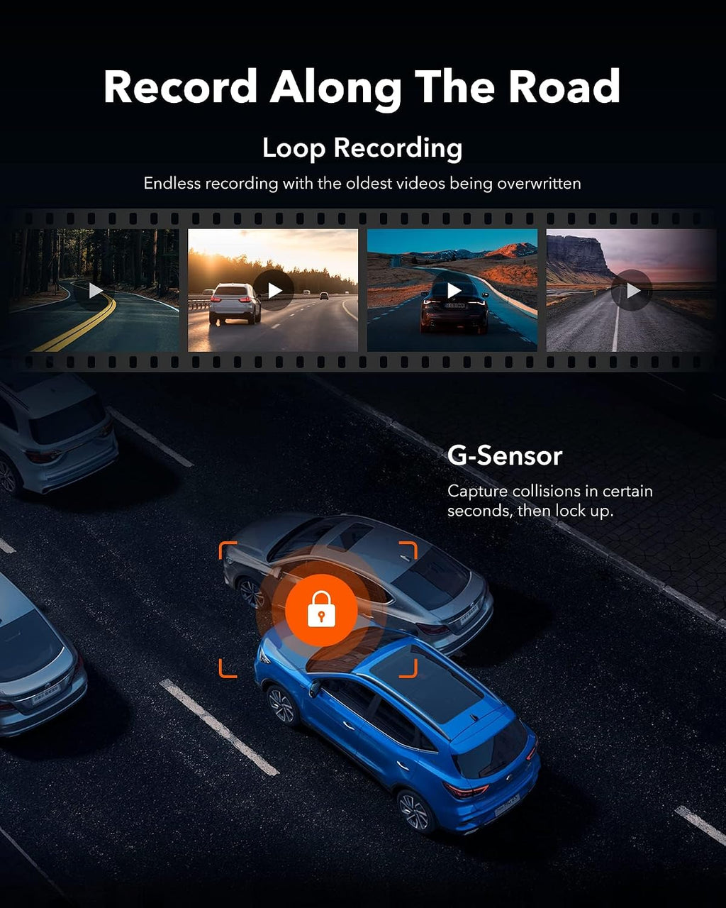 WOLFBOX G930 10'' Rear View Mirror Camera with 5.8GHz WiFi, 4K Dash Cam Front and Rear with WDR, Touch Screen Rearview Mirror Backup Camera, Parking Monitor, Reverse Assist, Includes 64GB Card & GPS