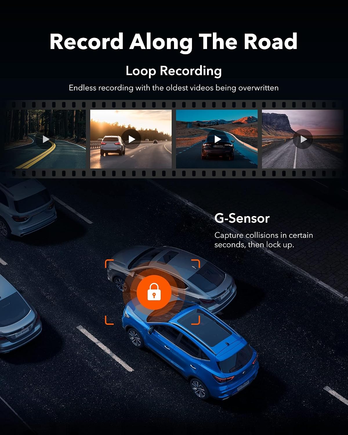 WOLFBOX G930 10'' Rear View Mirror Camera with 5.8GHz WiFi, 4K Dash Cam Front and Rear with WDR, Touch Screen Rearview Mirror Backup Camera, Parking Monitor, Reverse Assist, Includes 64GB Card & GPS